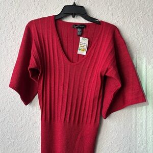 Elegant Red V-Neck Sweater